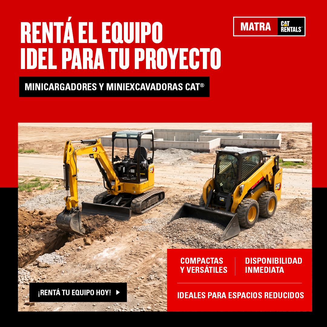 Renta minicargadores y miniexcavadoras Cat