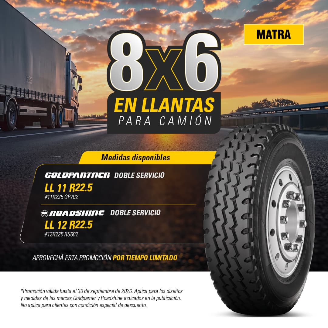 8x6 en llantas para camión